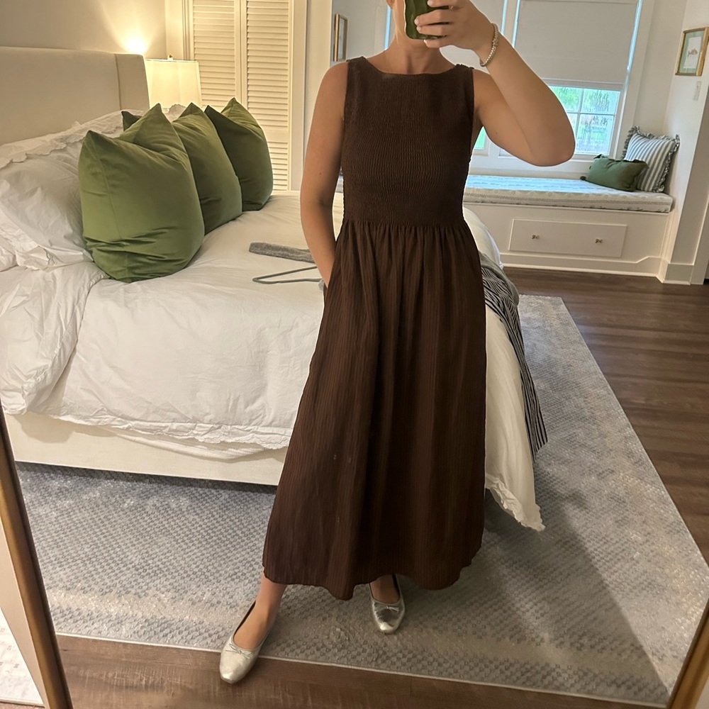 Hill House Brown Sleeveless Dress